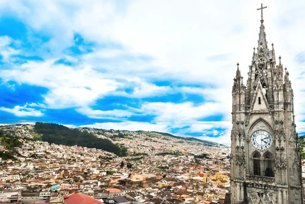 The basilica on the hill overlooking the Quito Centro Historico