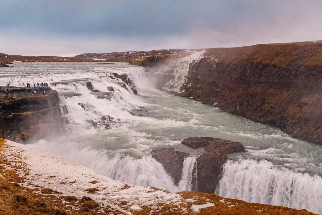 The best hiking boots for Iceland are waterproof and have good grip so you can explore waterfalls like Gullfoss without worrying about slipping.
