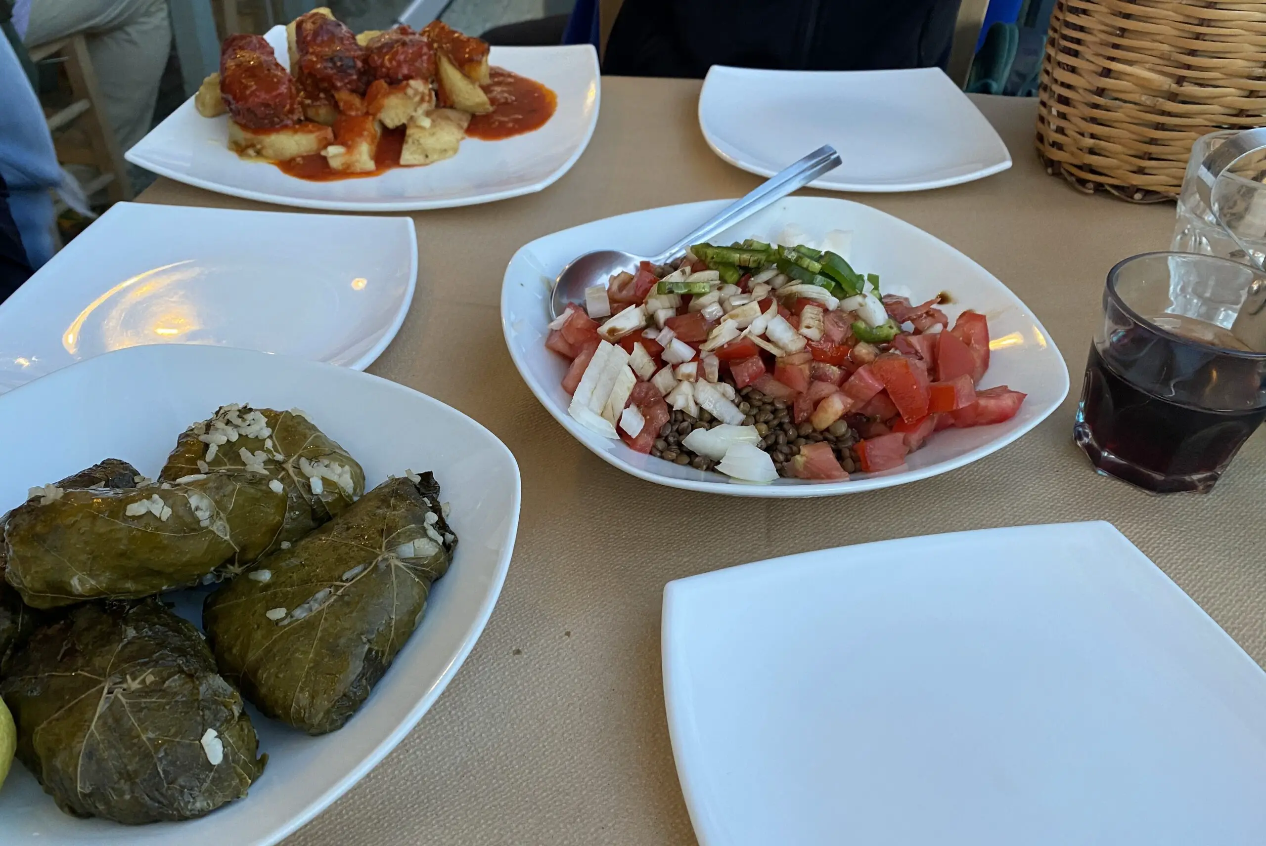 A meal at a Greek taverna
